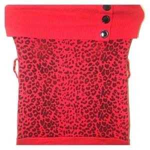 Red & Black Cheetah Print Tube Top
